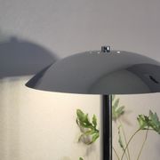 Mushroom lamp, chrome metal saucer, Aluminor, France, 1970