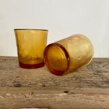 6 vintage Arcoroc Sierra textured amber glasses