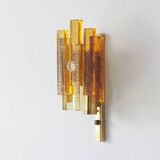 Stacked Glass and Brass Wall Sconce by Svend Aage Holm Sørensen for Hassel