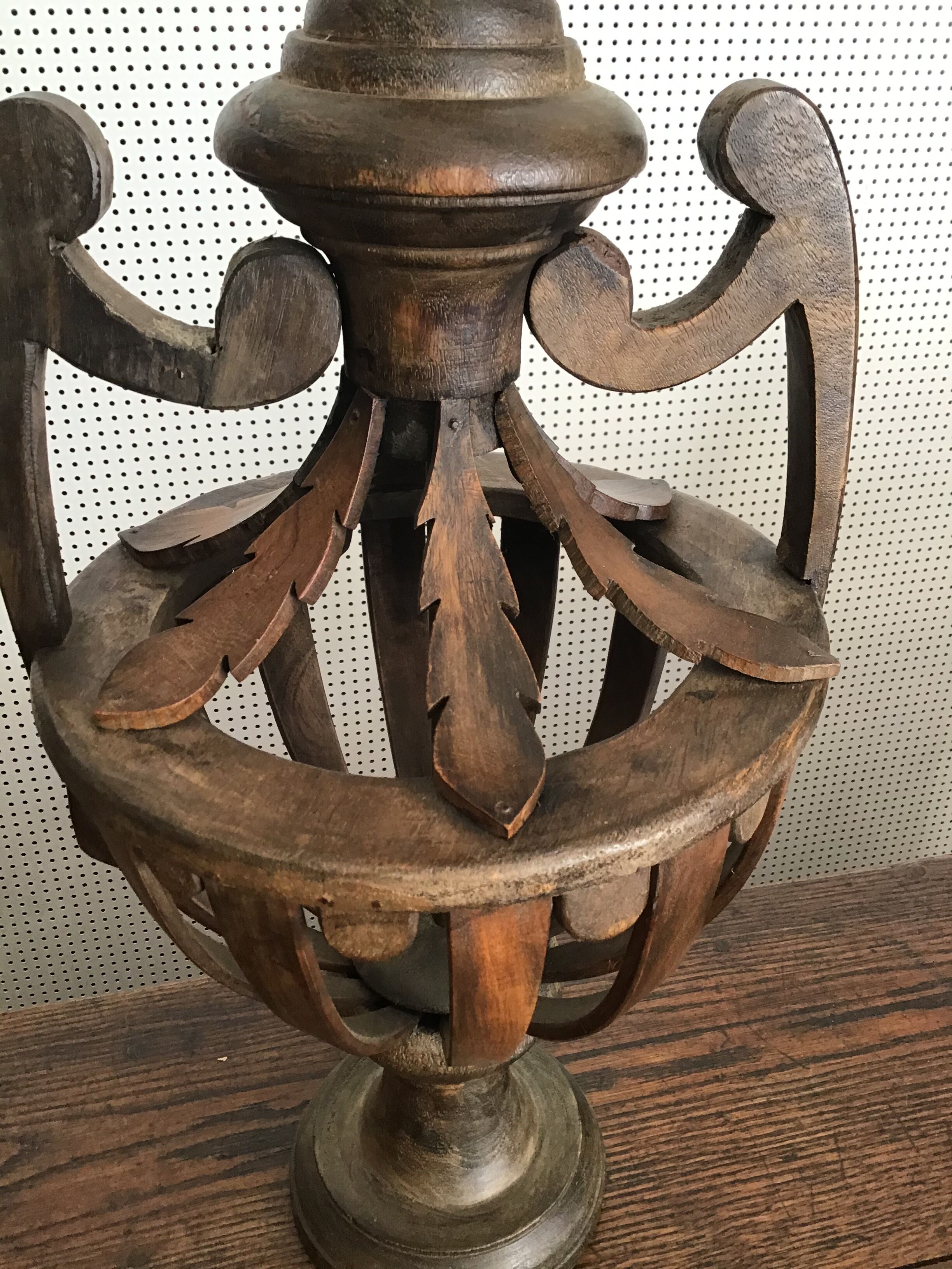 Pair of wooden lamps