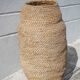 Large old basket, burgundy straw and bramble, woven basket