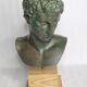 Bust of the Ephebus of Marathon in patinated plaster on base