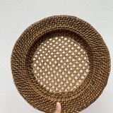 Round rattan table set / natural braided wicker