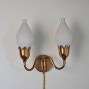 Fog & Mørup 2-Arm Brass and Opaline Glass Tulip Wall Lamp