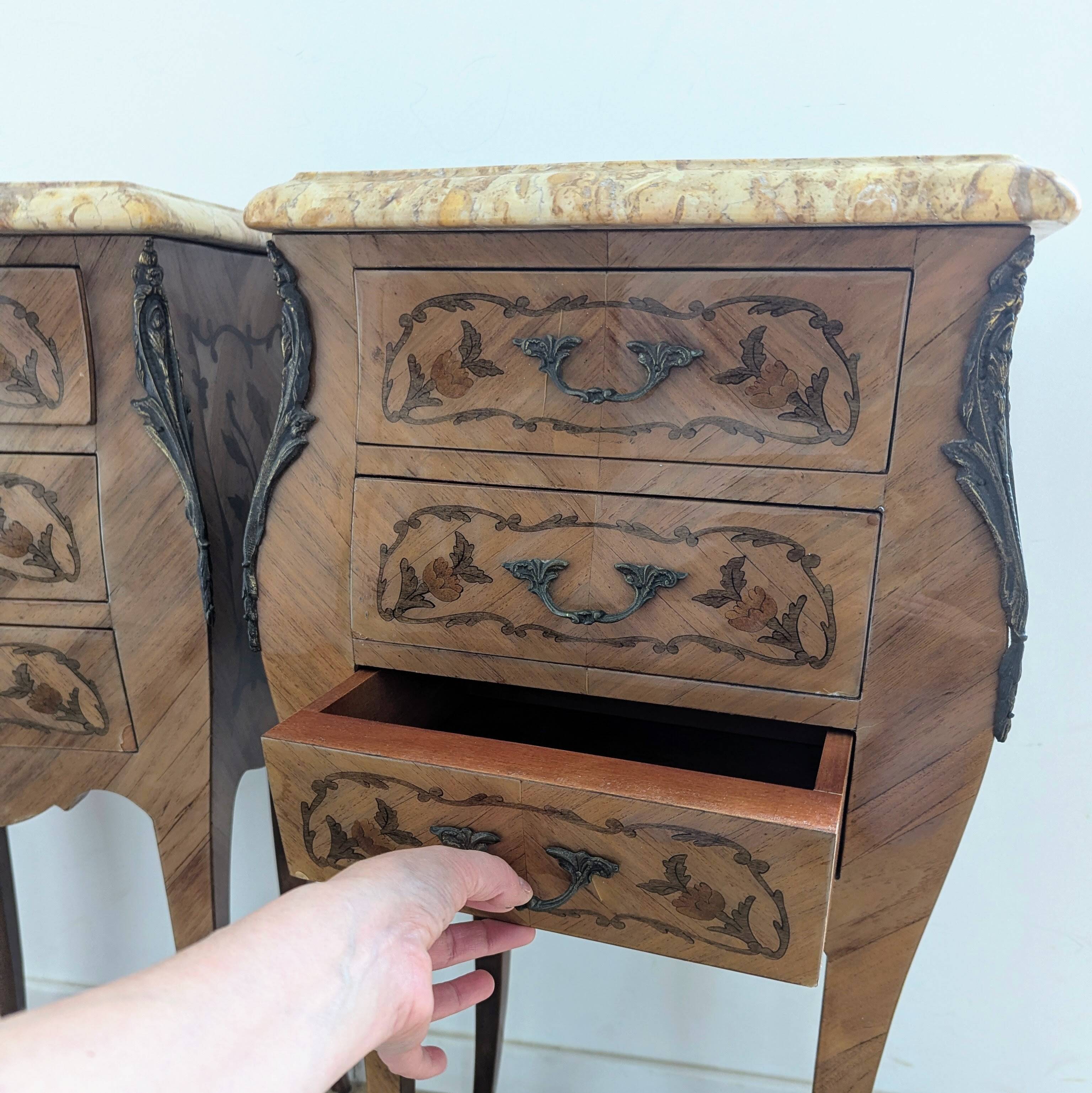 Pair of marquetry bedside tables – Louis XV style