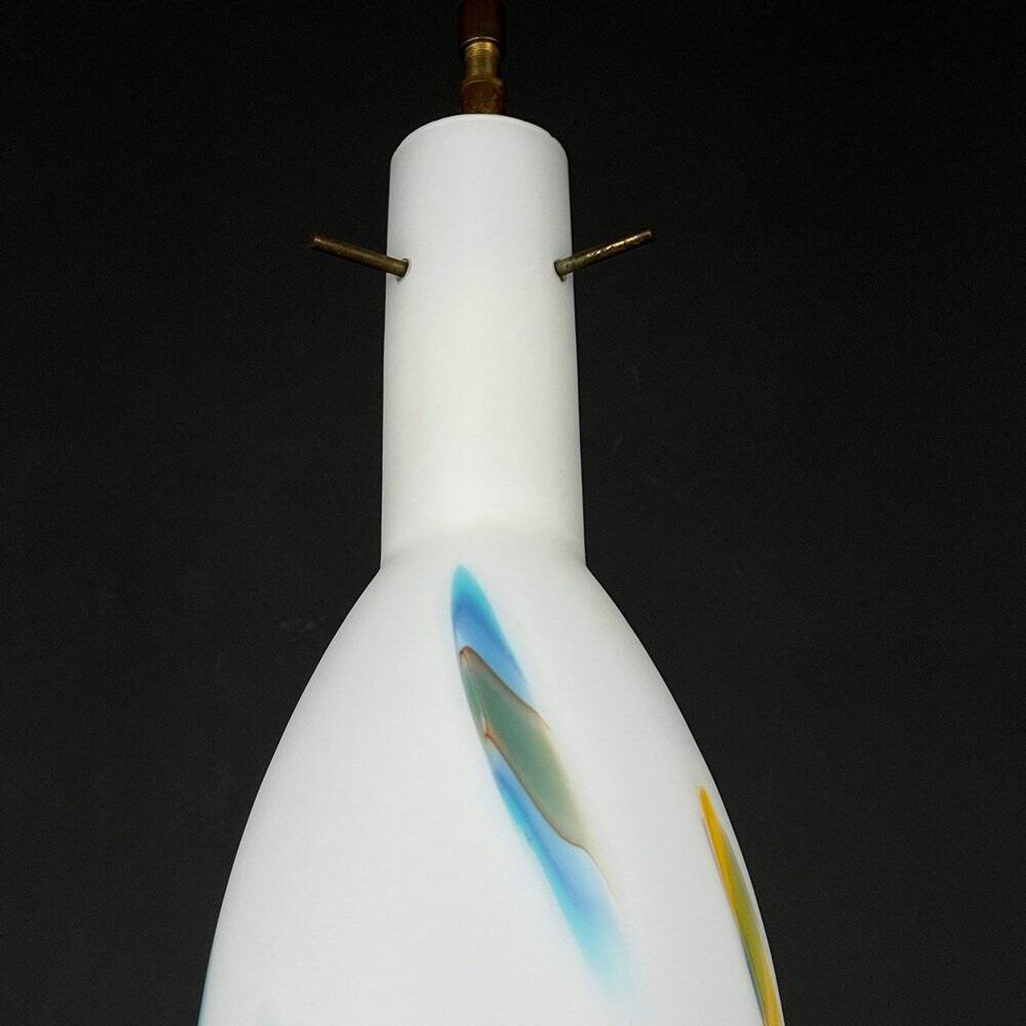 Mid-century multicoloured opaline Murano glass pendant lamp by Stilnovo, Italy, 1950s.