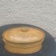 Old terrine in glazed stoneware and floral decoration mustard yellow slip