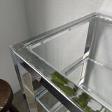 Pair of chrome and glass shelves from the 70s