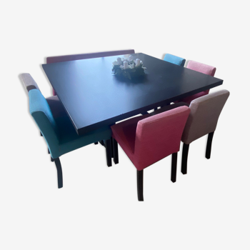 Table carrée PH Collection avec ses 6 chaises et sa banquette twin