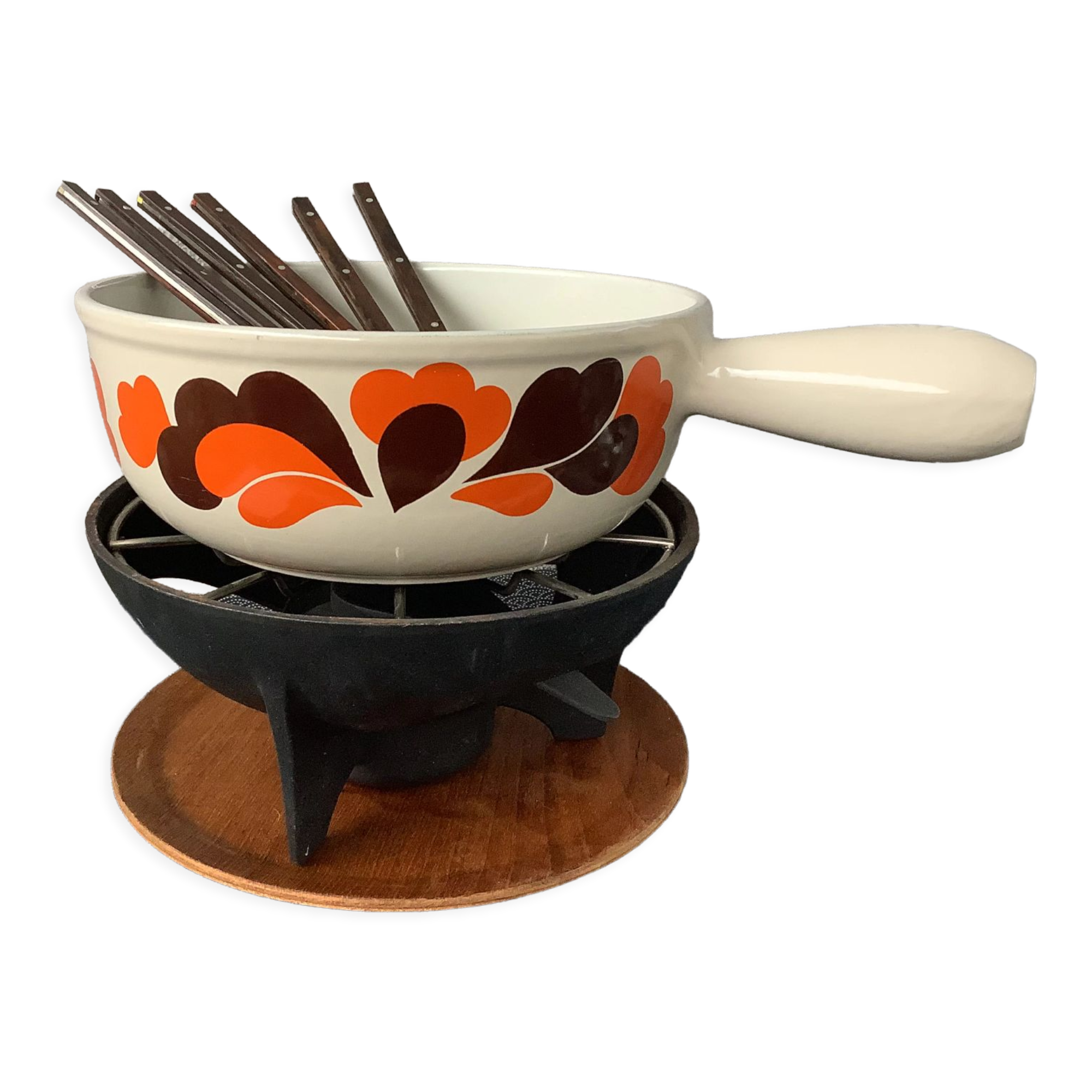 Service à Fondue Savoyarde Le Creuset – Modèle 3 Tulipes By Delft – Fonte Bleue