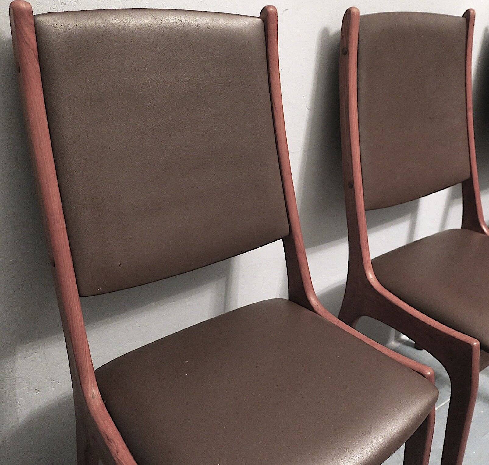 Pair of K S Mobler dining chairs in teak and leather, Denmark 1960s