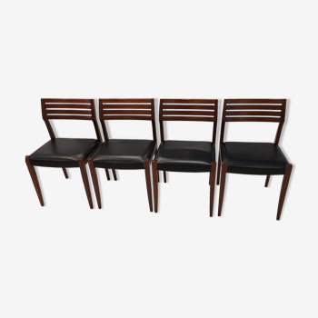 Suite of 4 chairs Scandinavian teak vintage 1970s