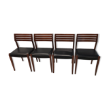Suite of 4 chairs Scandinavian teak vintage 1970s