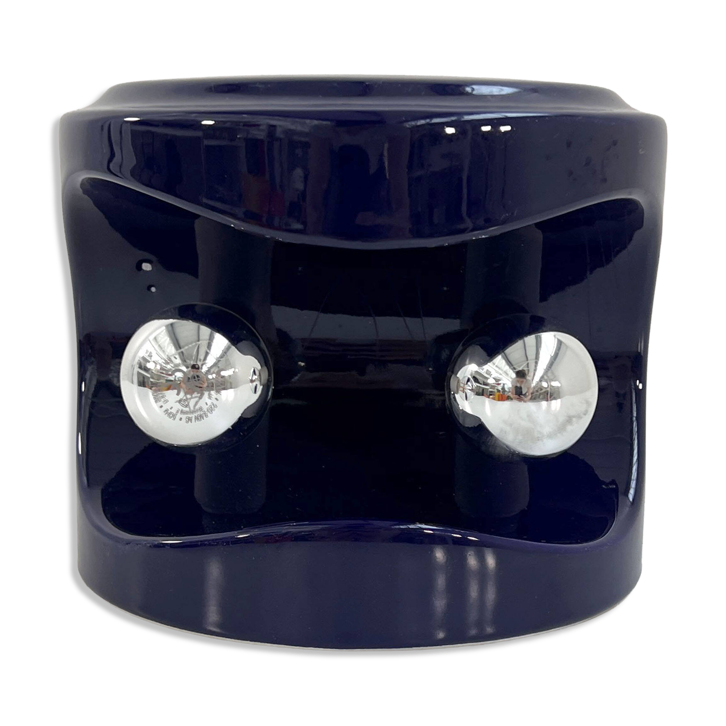 Blue night / mauve ceramic table lamp by Perdomello 70, 1970