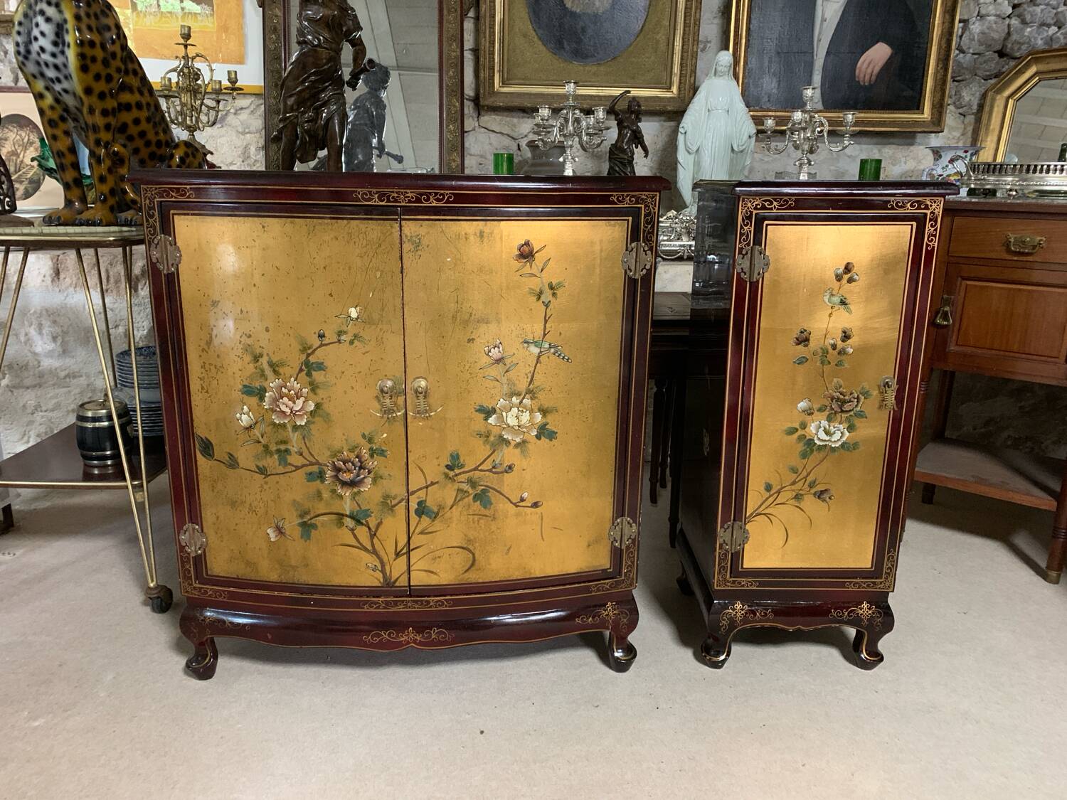 Two hand-painted lacquered Chinese furniture
