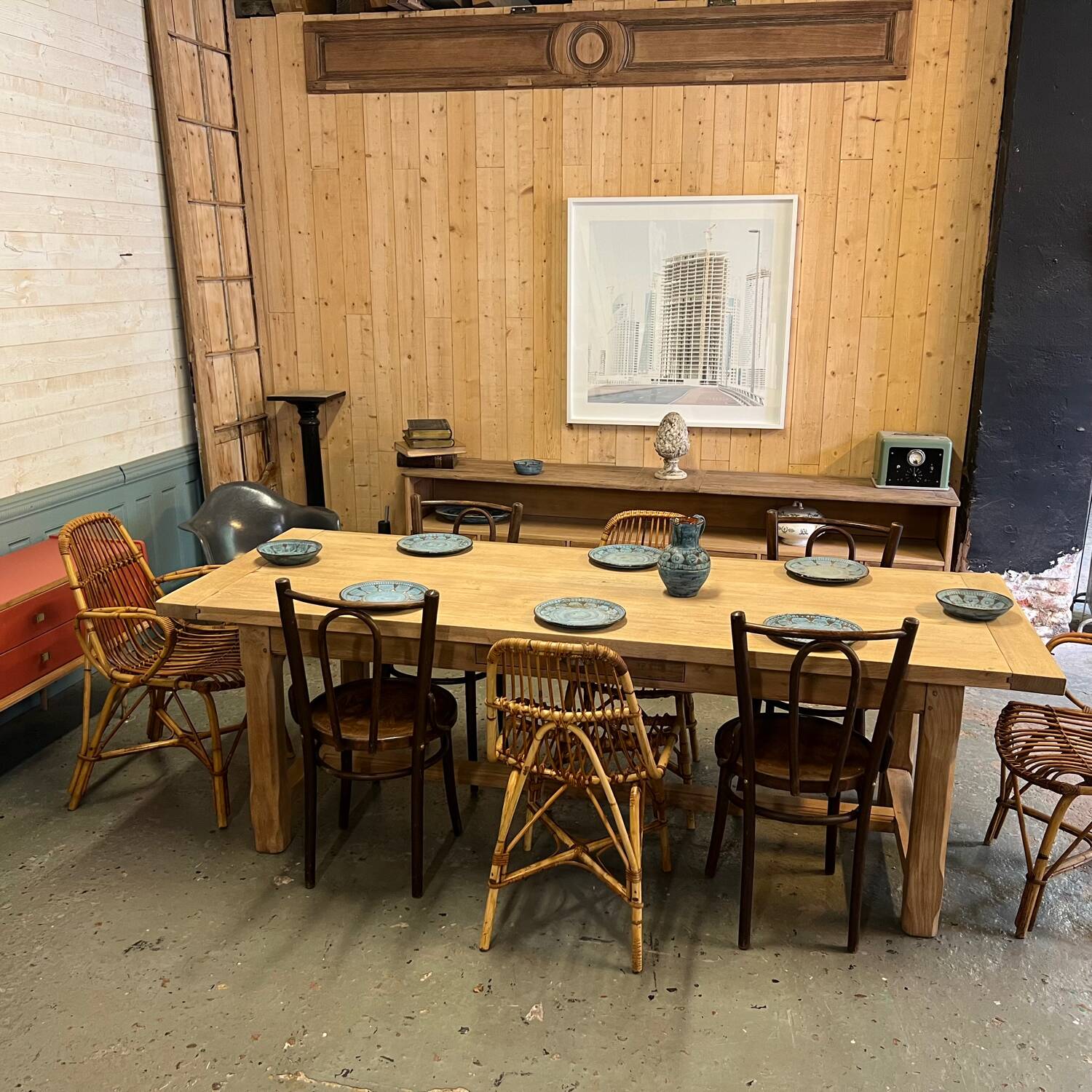 Solid oak farmhouse table