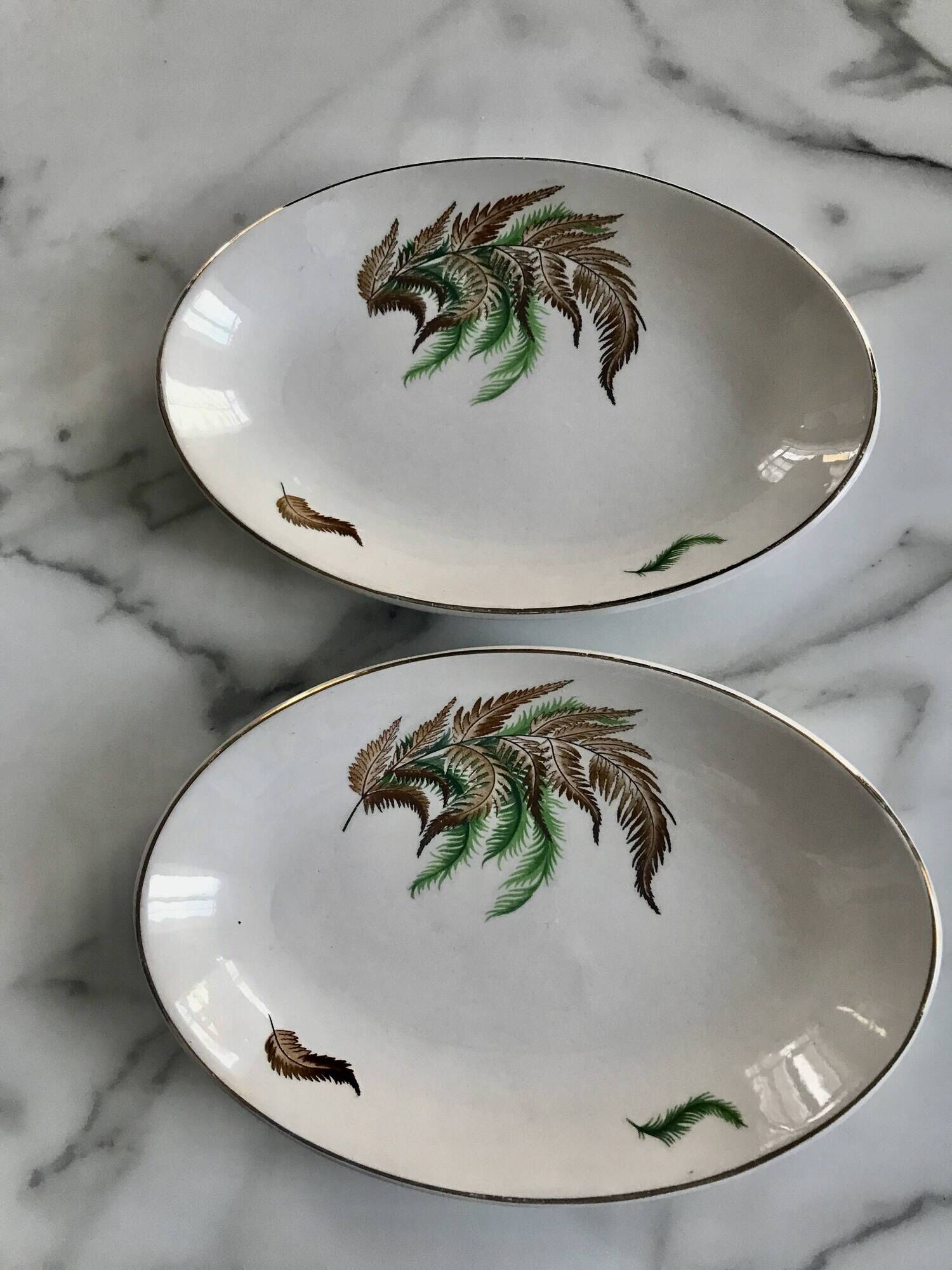Very pretty little vintage Digoin Sarreguemines fern dishes