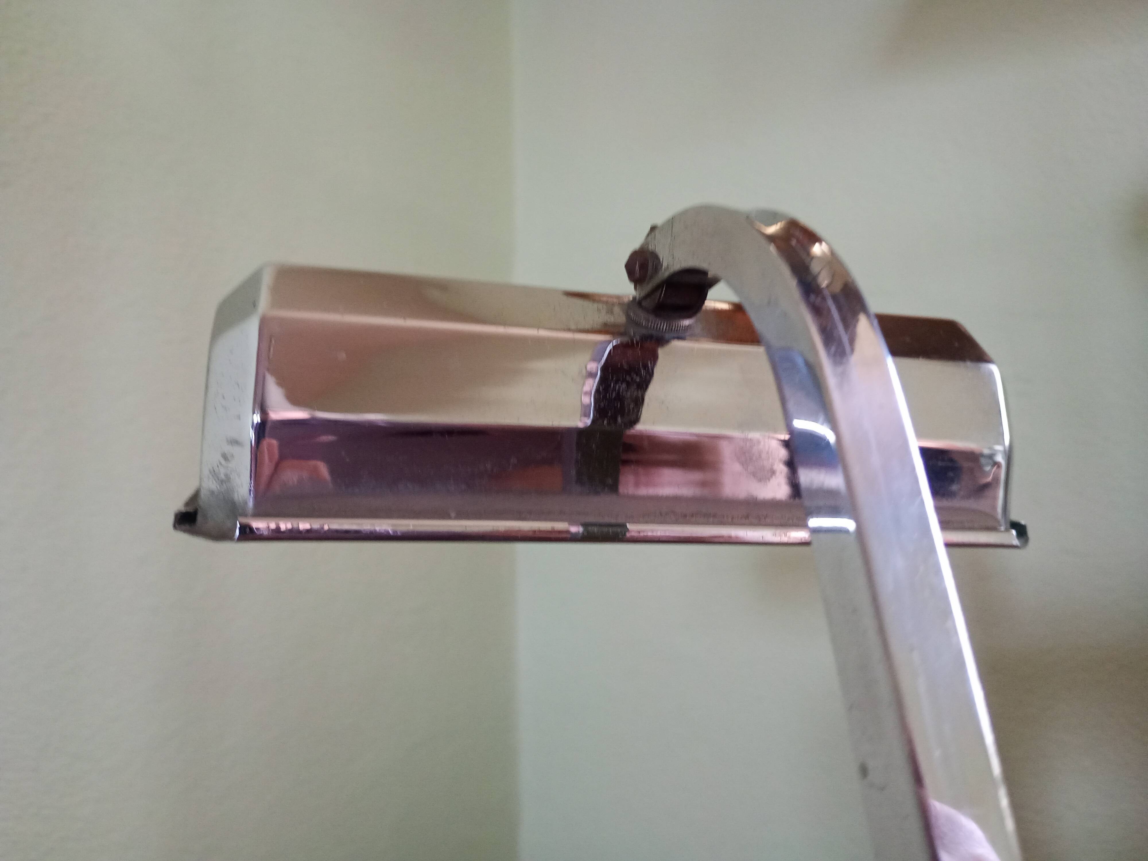 Vintage desk lamp - chrome steel + inkwell + card holder and rosewood pen