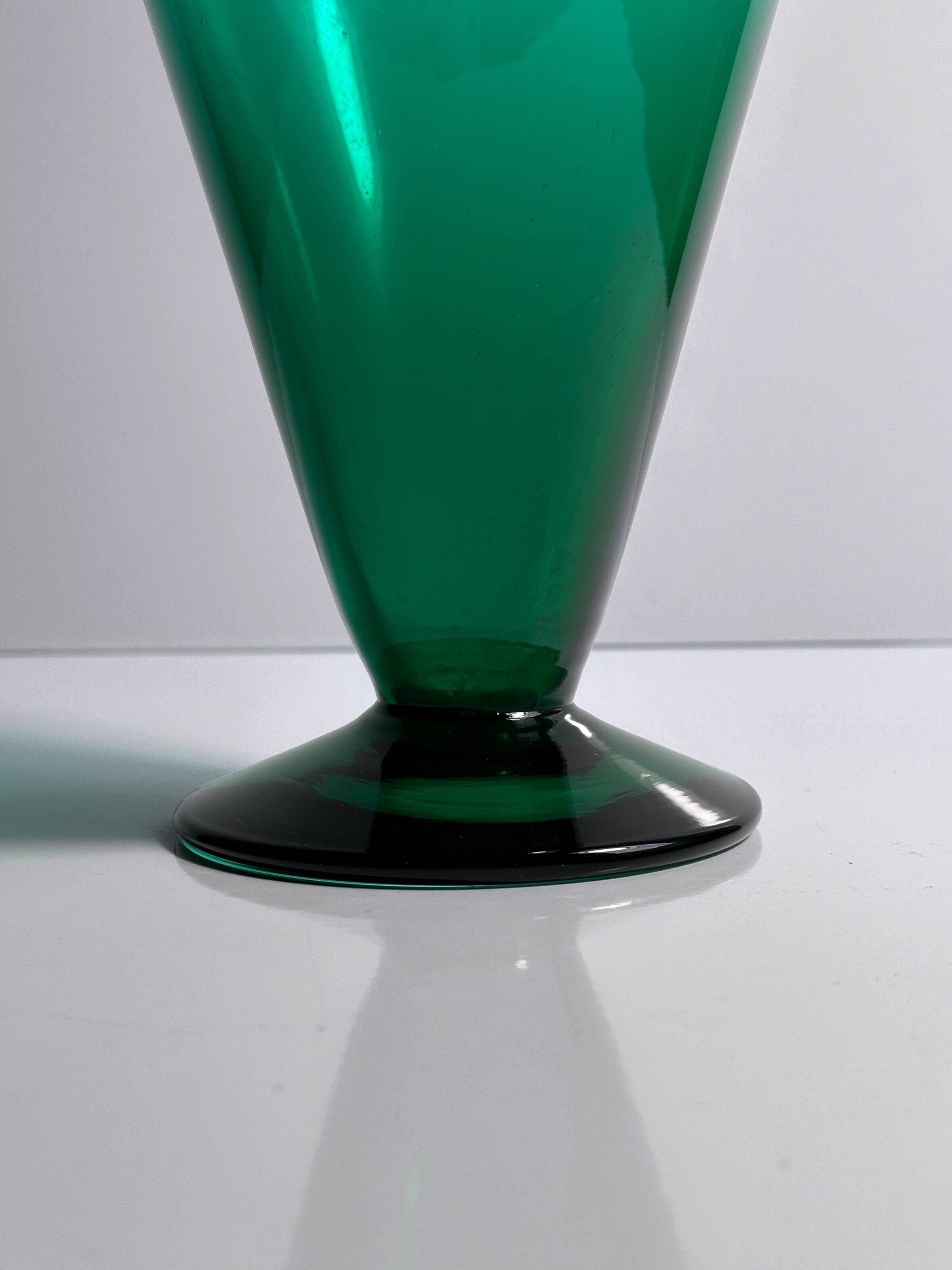 1990s Postmodern Flower Vase Green Swedish Amphora