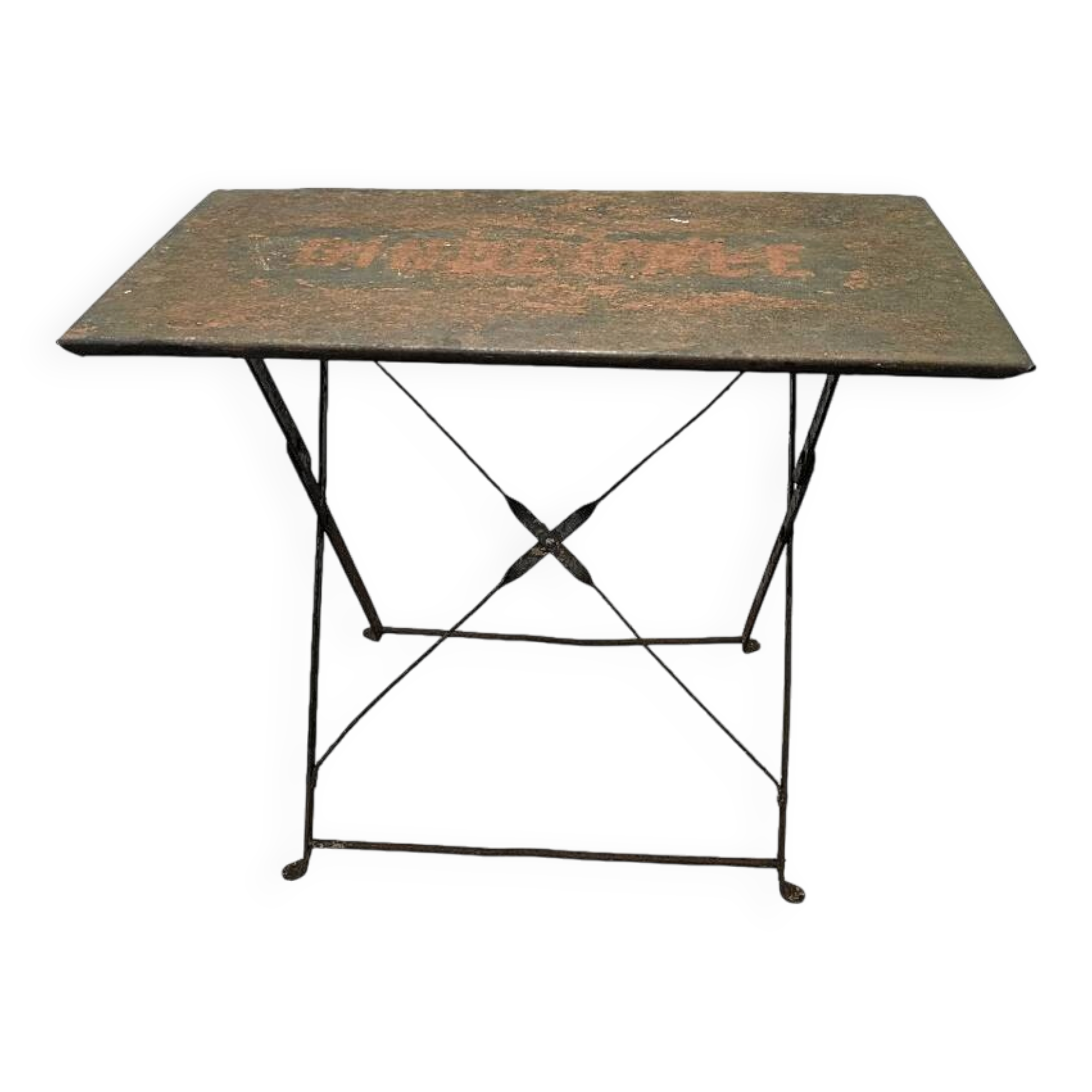 Old French Metal Bistro Folding Table, 1st half 1900s