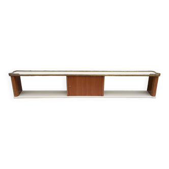 Wall shelf bookcase with brass frieze