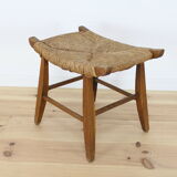 Stool straw mid-century Bull