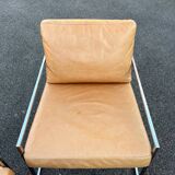 Paire de fauteuils chauffeuses contemporains cuir