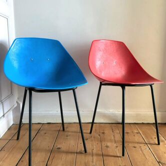 Paire de chaises vintage Pierre Guariche Meurop, meubles sièges anciens