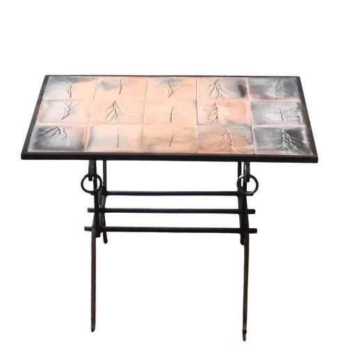 Wrought iron and ceramic coffee table