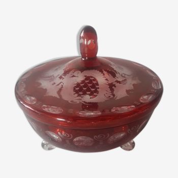 Large old candy factory in red bohemian crystal