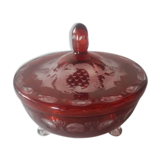 Large old candy factory in red bohemian crystal