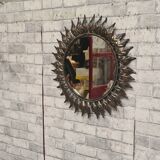 sun mirror leaves patinated iron 43cm very good general condition 1970