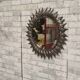 sun mirror leaves patinated iron 43cm very good general condition 1970