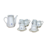 Set of 6 cups and sub-cups with teapot