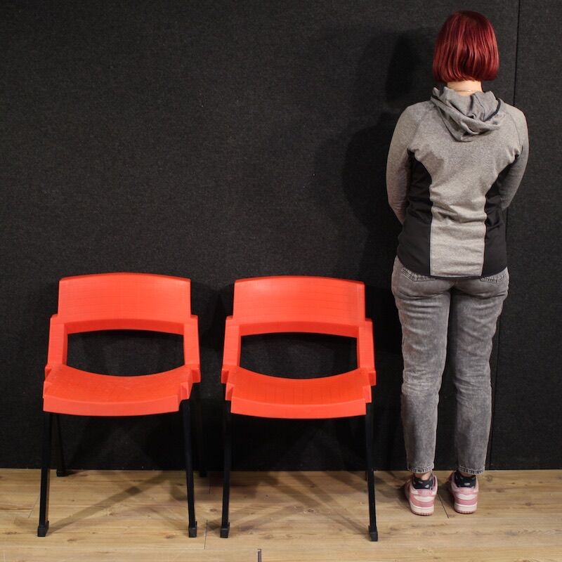 Paire de chaises rouges City par Lucci & Orlandini pour Lamm