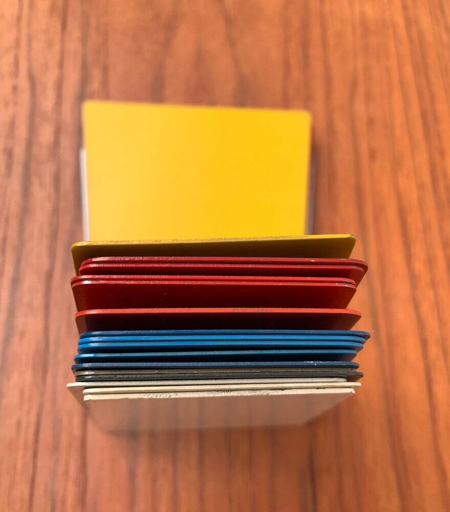 Mid-century German colourful minimalist metal bookends by Soennecken, 1960s, set of 16.