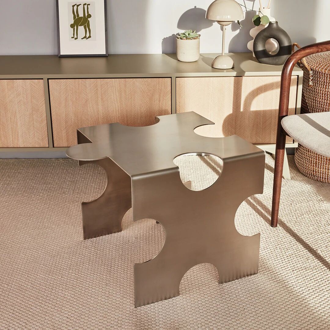 Puzzle - table basse sculpturale en acier inoxydable par Veliento