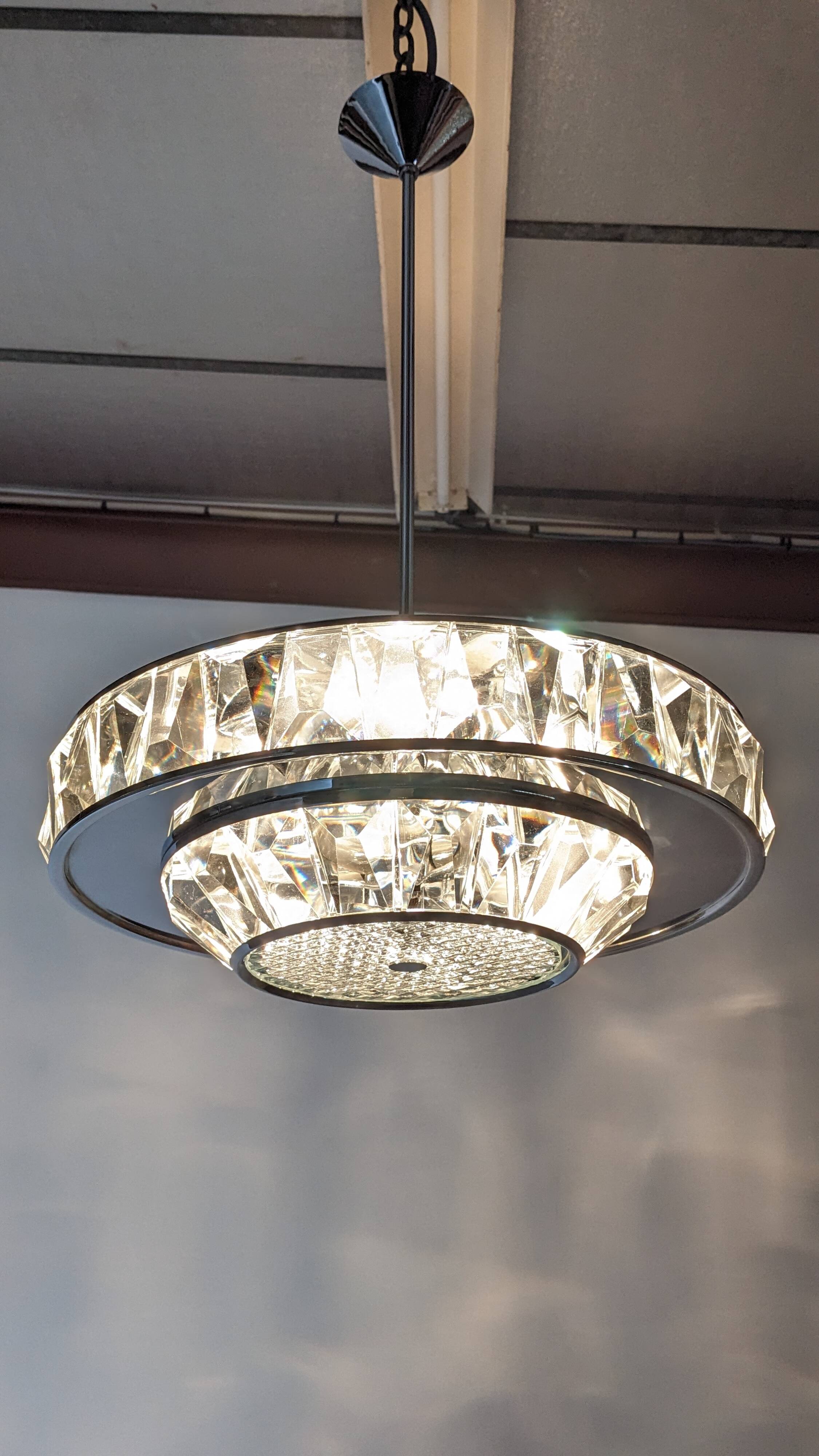 Lustre soucoupe en cristal par Kinkeldey, Autriche vers 1970