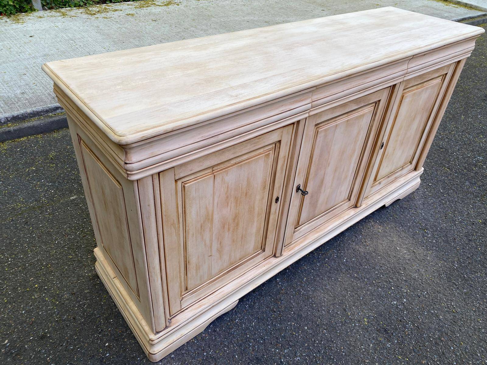 Louis Philippe rustic buffet, vintage, renovated in solid wood, 185cm.