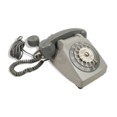 Téléphone à cadran gris Vintage Socotel S63