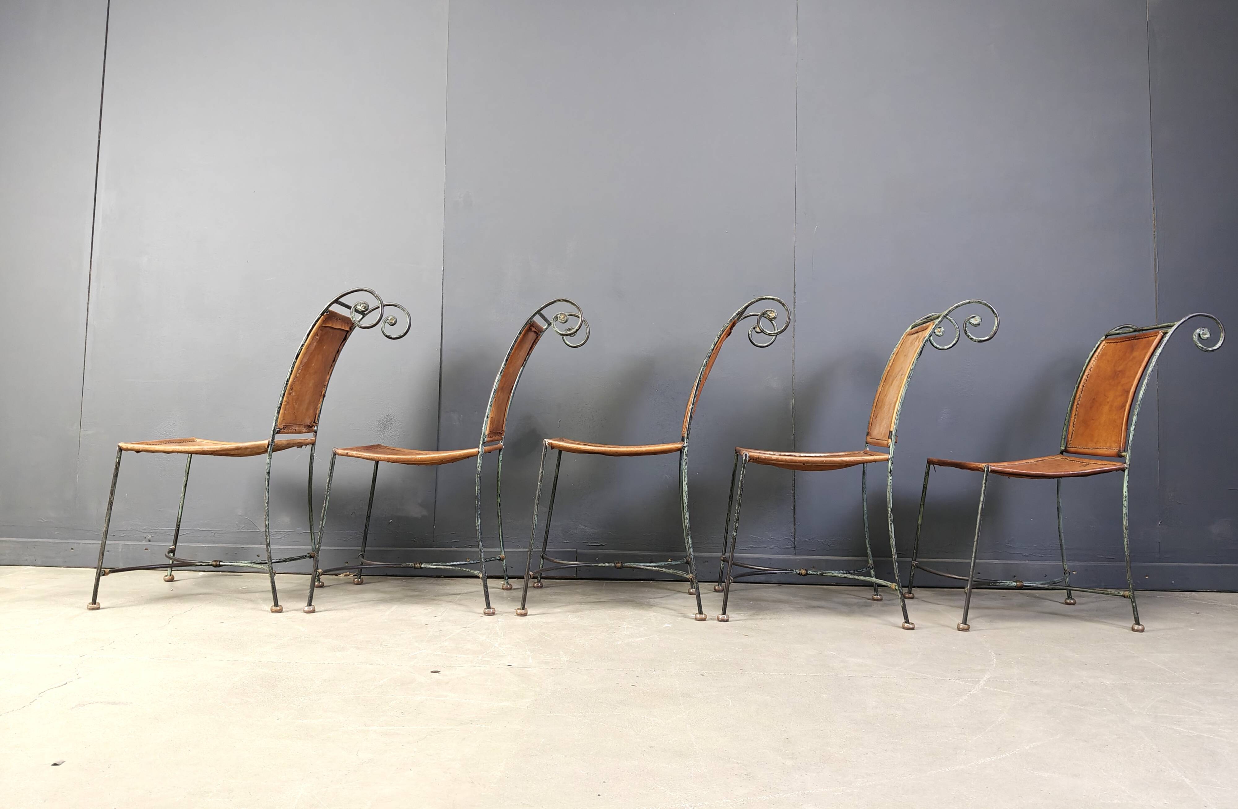 Spanish wrought iron dining chairs, 1960s