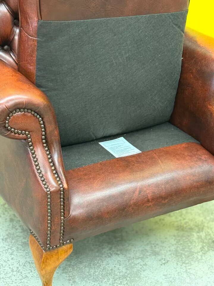 Burgundy Leather Wingback Chesterfield Armchair