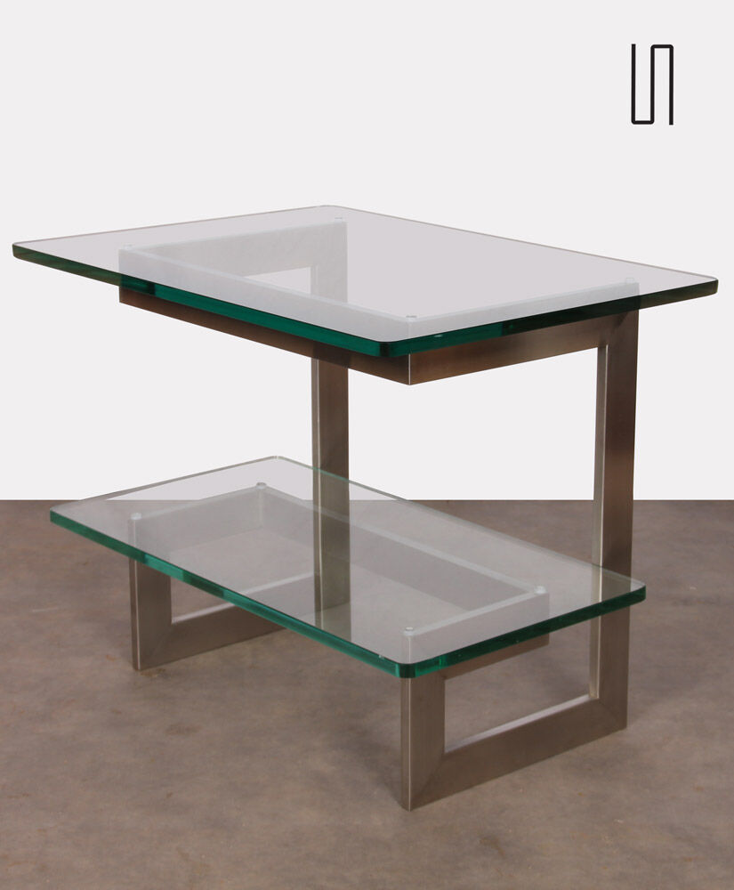 Vintage metal and glass console by Paul Legeard, 1970