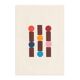 Collage sur papier ancien multicolors signé Eawy