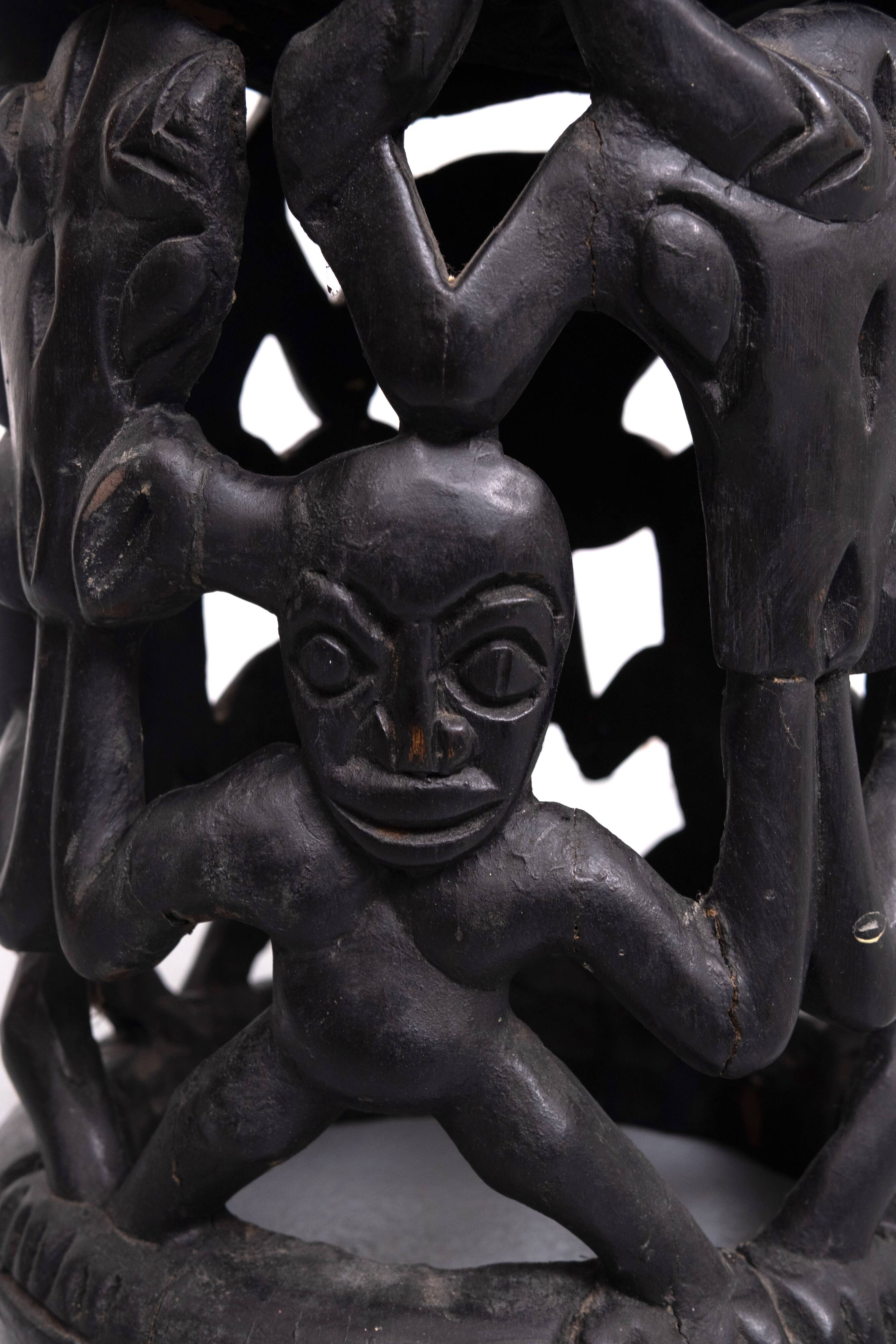 African tribal stool amileke, Cameroon Africa, 1950's