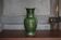 Green glazed ceramic vase, vintage baluster vase, flower pot
