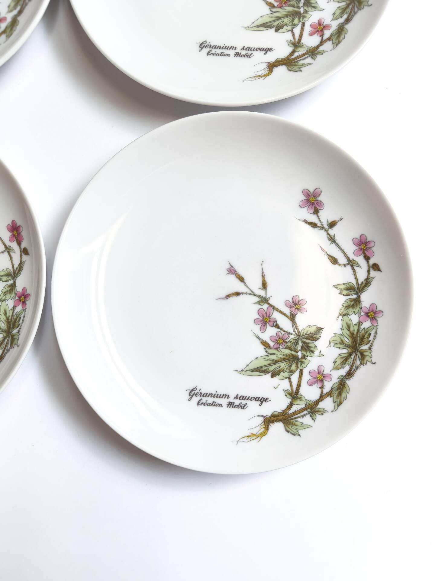 Lot de 6 assiettes à dessert de Bavière mobil décor fleurs roses