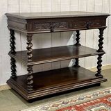 Henry II late 19th century oak serving trolley - top opens into a dresser