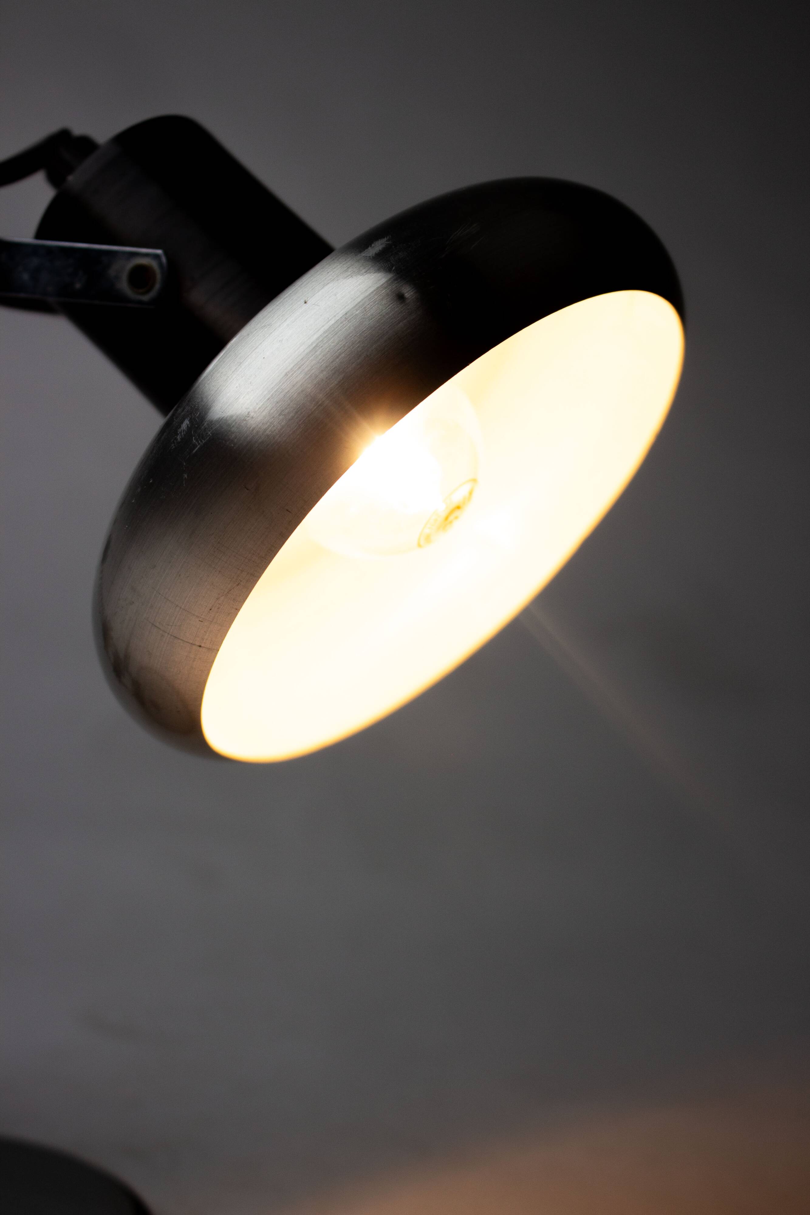 Vintage industrial chrome Aluminor lamp