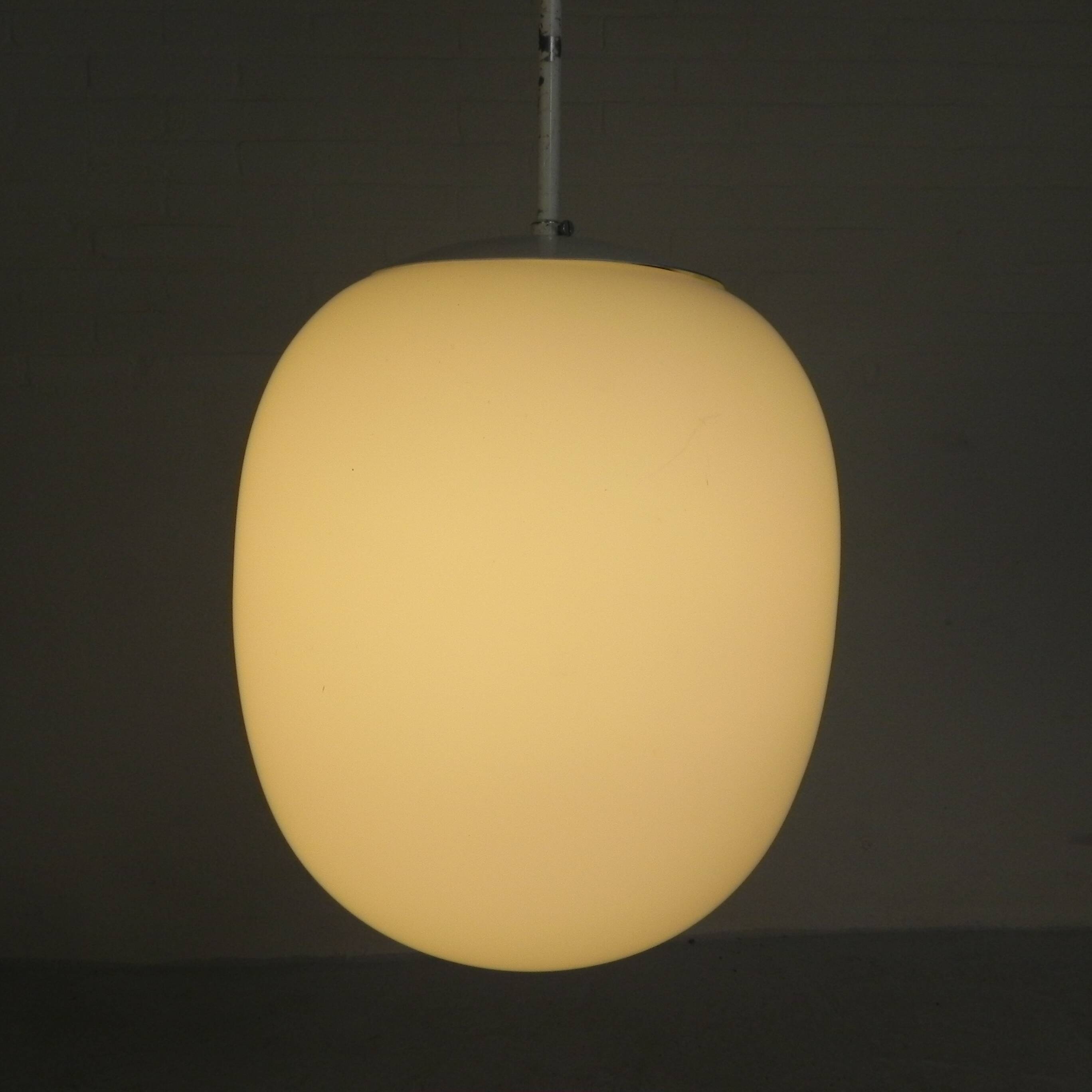 Vintage school lamp with frosted white glass shade, 1950s.